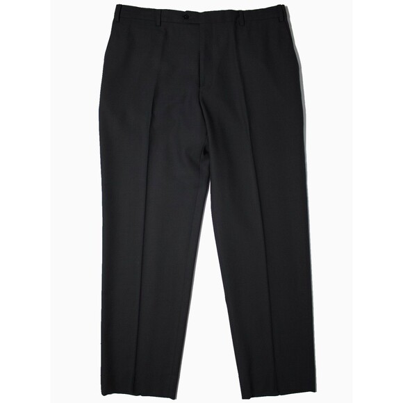 Armani Collezioni Black Flat Front Wool Dress Pants Made in Italy Men Size 36x31 - Picture 1 of 11